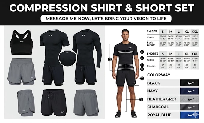 create activewear tech pack fashion designer compression shirt tech pack design