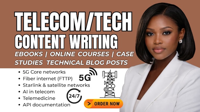 create expert technical content, ebooks, courses on 5g, iot, telecom solutions