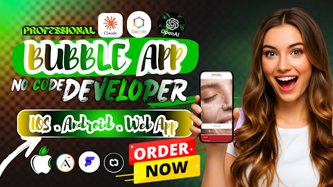 Design and develop a responsive bubble io web app or no code saas ...