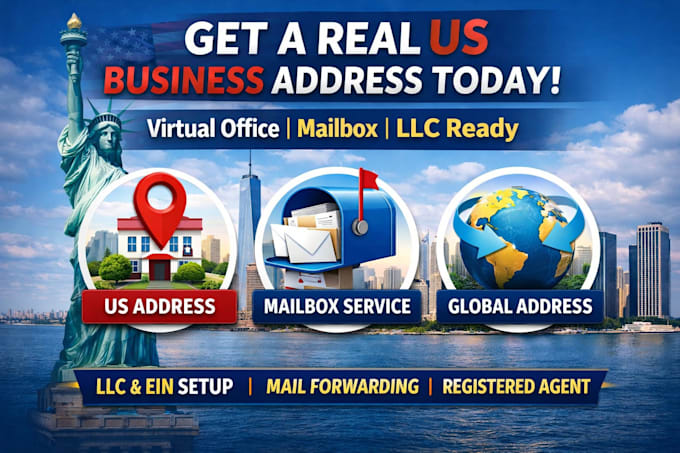 provide US virtual office address, global business address, mailbox