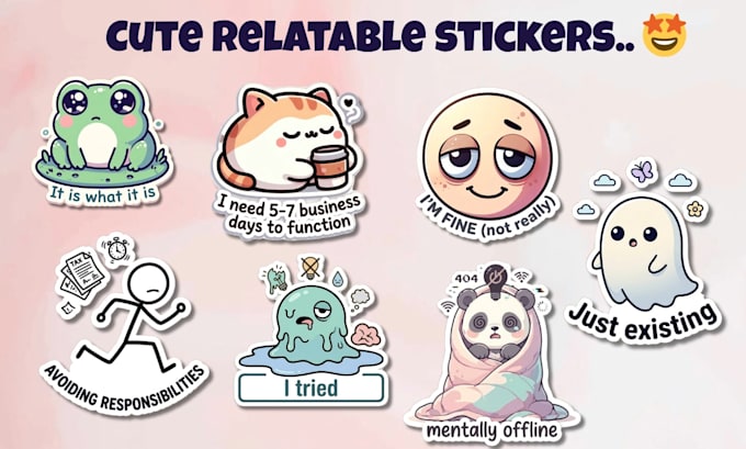 design cute relatable student and animal printable stickers