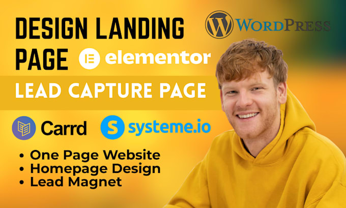 design wordpress landing page elementor lead capture page one page website