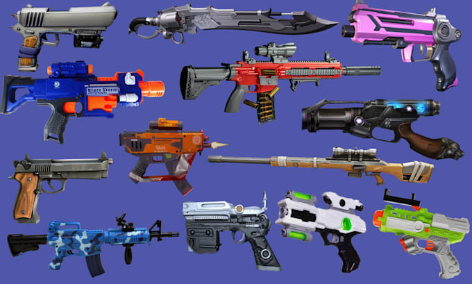 create 3d weapon 3d gun model game assets 3d props stylized 3d gun sword knife