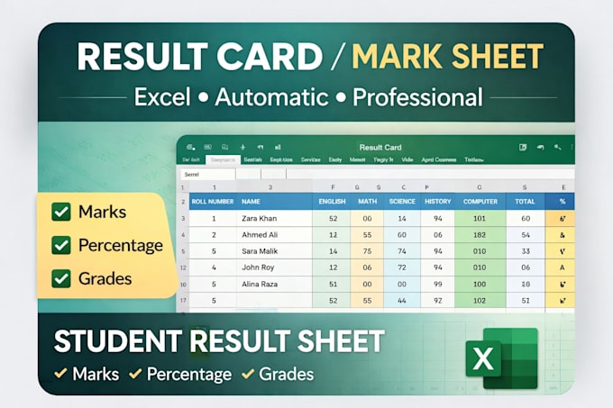 design student result sheets and mark sheets in excel
