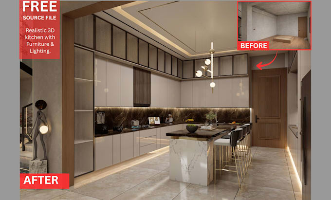 design kitchen cabinet layout in 3d