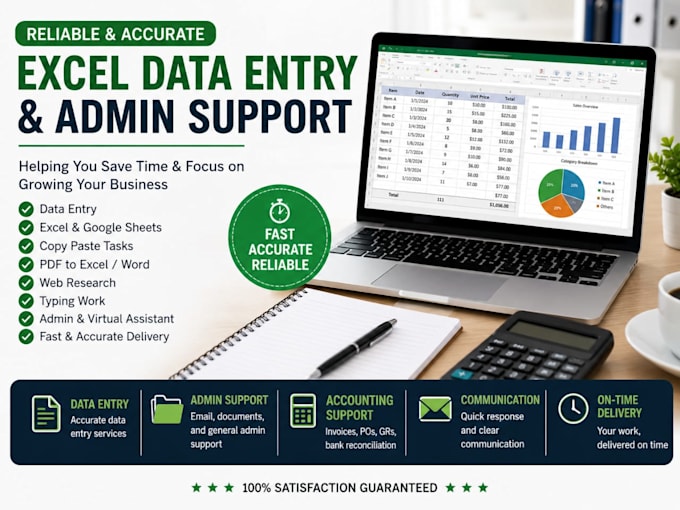 do excel data entry, formatting, and admin support