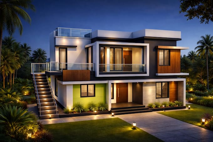 design 2d house plan dimensions and 3d elevations