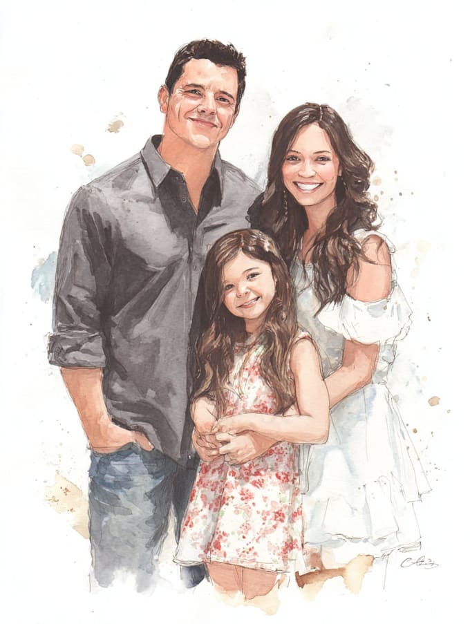 create a watercolor family portrait