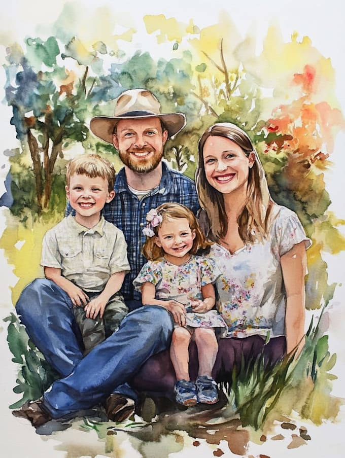 create a watercolor family portrait