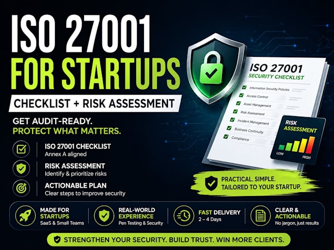 create iso 27001 checklist and security risk assessment for your startup