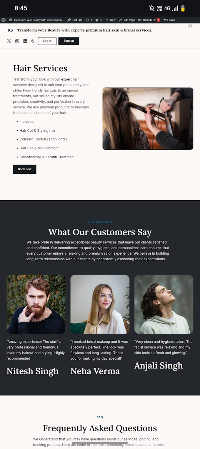 build a responsive salon spa and skincare website
