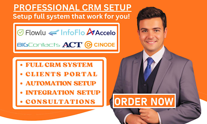setup flowlu bigcontacts infoflo act cinode accelo nocrm and automation