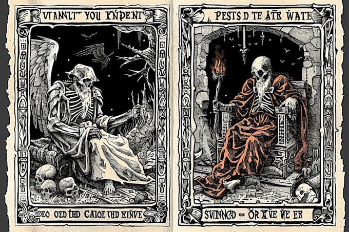 do a medieval woodcut gothic etching illustration