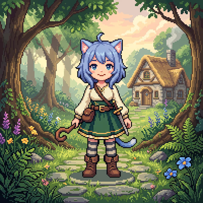 create custom pixel art characters and game scenes