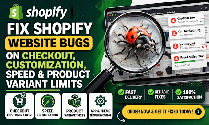 Fix shopify website bugs on checkout customization speed product ...