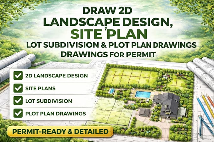draw 2d landscape design site plan lot subdivision plot plan drawings for permit