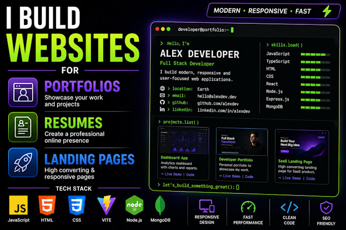 build a modern portfolio, resume, or landing site