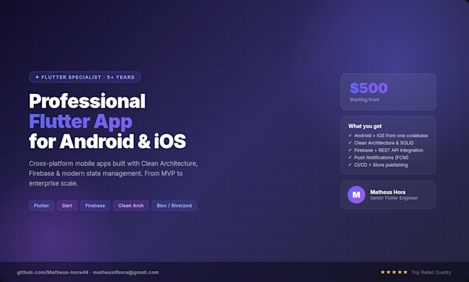 develop a profissional mobile app flutter