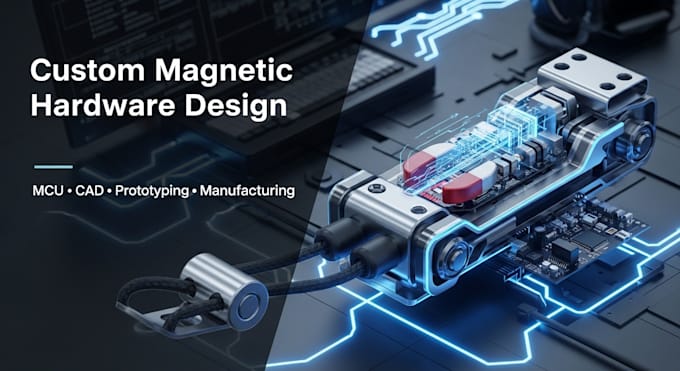 custom magnetic hardware design with mcu integration, cad, manufacturing support