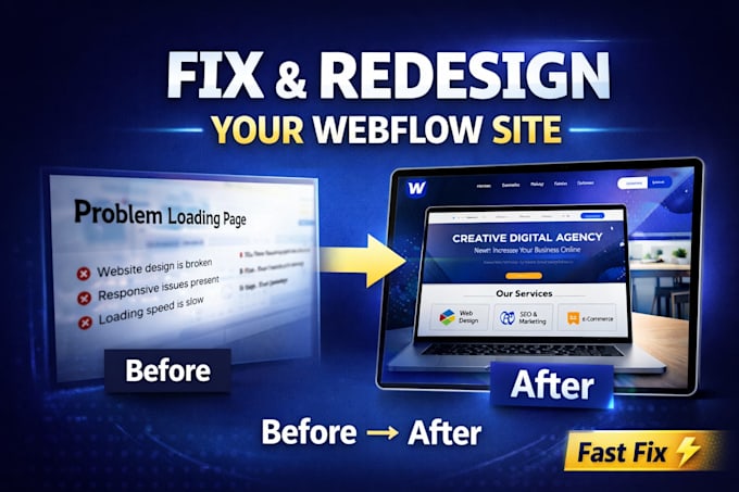 fix, redesign, customize webflow website, webflow expert