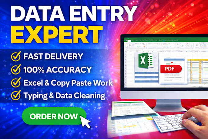 do error free data entry, excel work with fast delivery