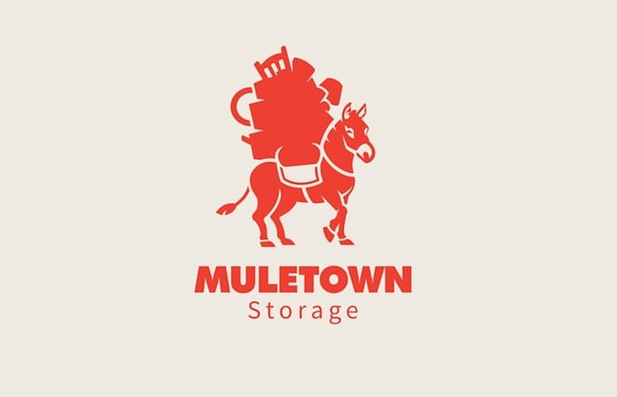 design emblem unique storage facility name mule town logo