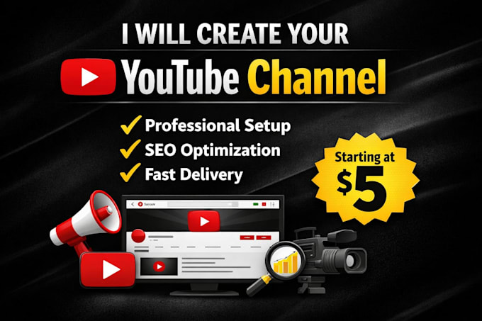 create a professional  youtube channel and setup monetization