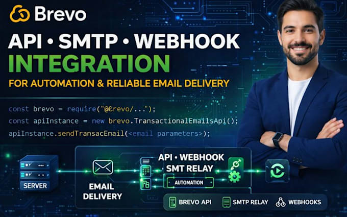 setup brevo API SMTP and webhook integration for automation and email delivery