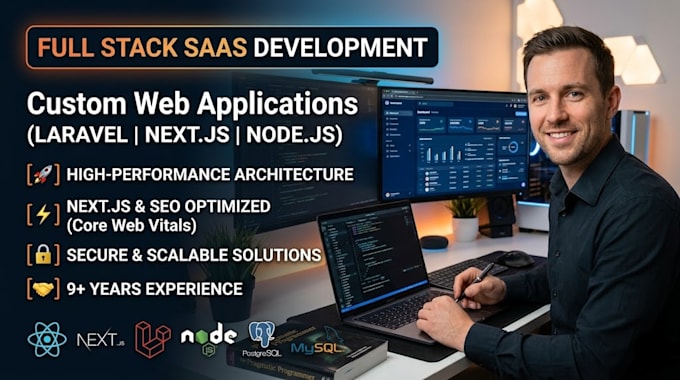 develop a scalable full stack laravel saas web app with next js, node js