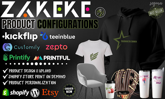 Setup 2d 3d zakeke kickflip teeinblue or customily shopify product ...