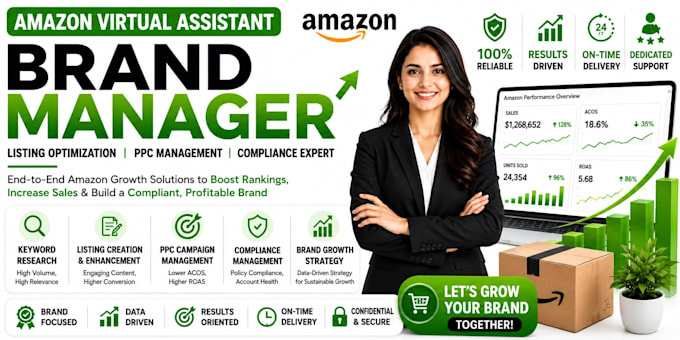 amazon virtual assistant brand manager listing optimization, PPC, compliance