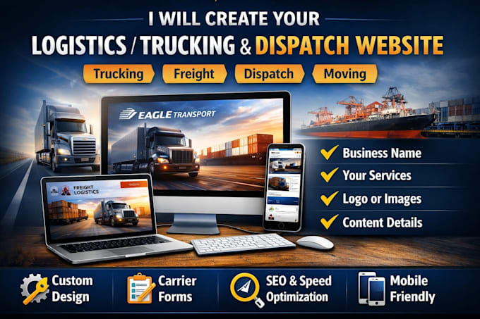 create logistics, trucking, dispatch, freight, moving company website