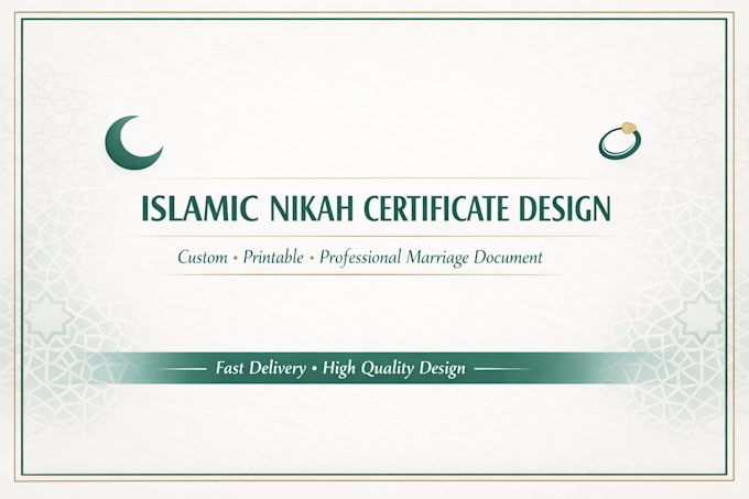 design islamic nikah certificate and marriage documentation