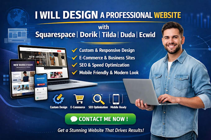 design a professional website with squarespace dorik tilda duda or ecwid