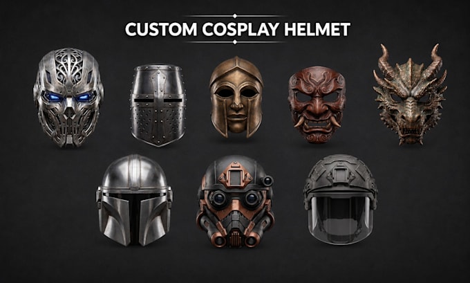 create 3d helmet, 3d mask, 3d wearable cosplay armor, 3d cosplay helmet model