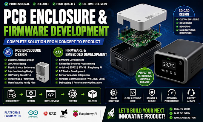 design pcb design enclosure firmware hardware embedded systems and iot solutions