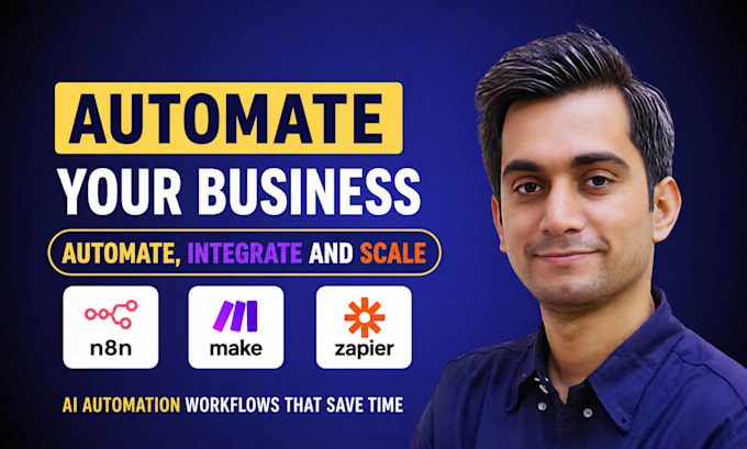 build ai automation workflow using n8n, zapier make com