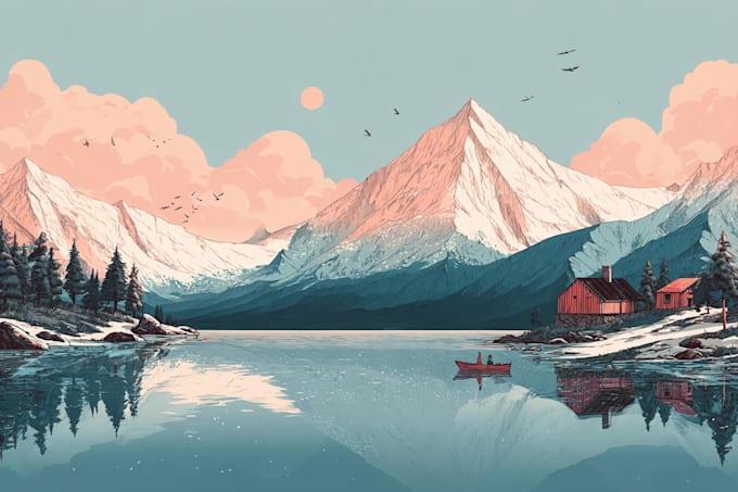create flat landscape illustration of nature
