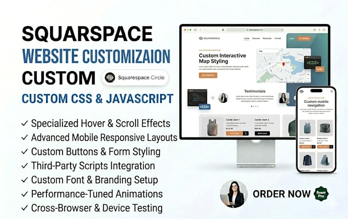 add custom CSS and javascript to customize your squarespace website