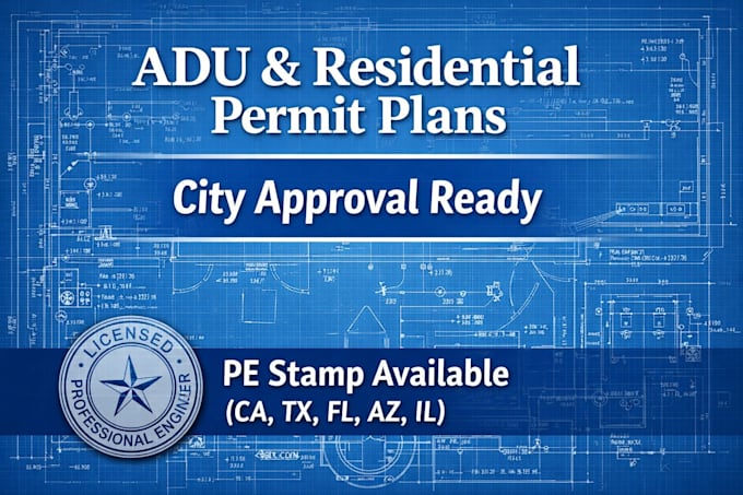Design city permit plans usa with pe stamp for adu and residential ...