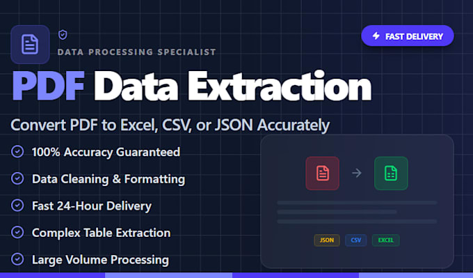 extract data from PDF to excel, CSV, or json accurately