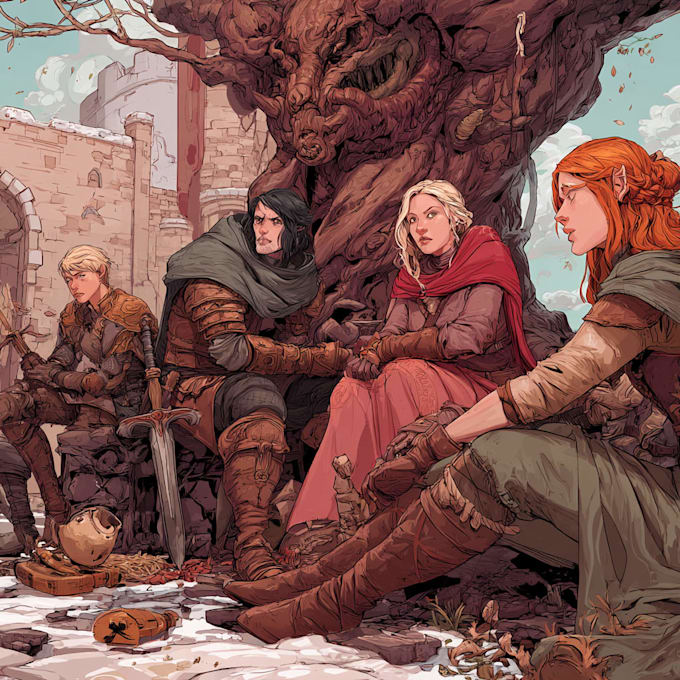 draw your dnd and dnd party illustration