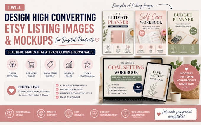 design high converting etsy listing images and mockups for digital products