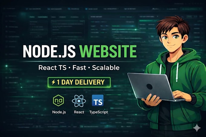 build nodejs backend react typescript website and rest API for your app