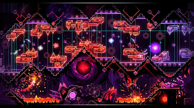 decorate geometry dash layout, geometry dash artwork, level layout, thumbnail