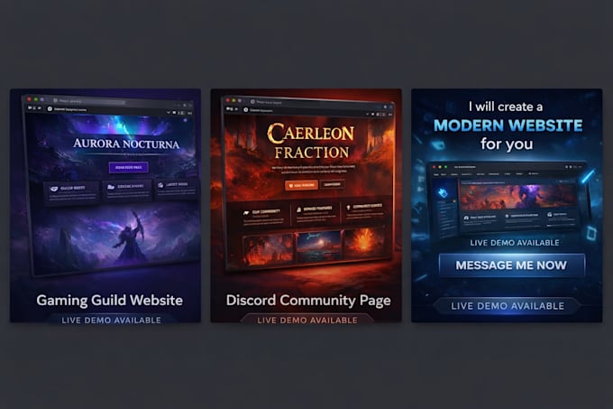 create a modern gaming website for your discord server guild or community