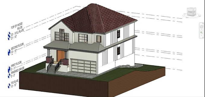 create detailed 3d bim house model with elevations, construction planning, revit