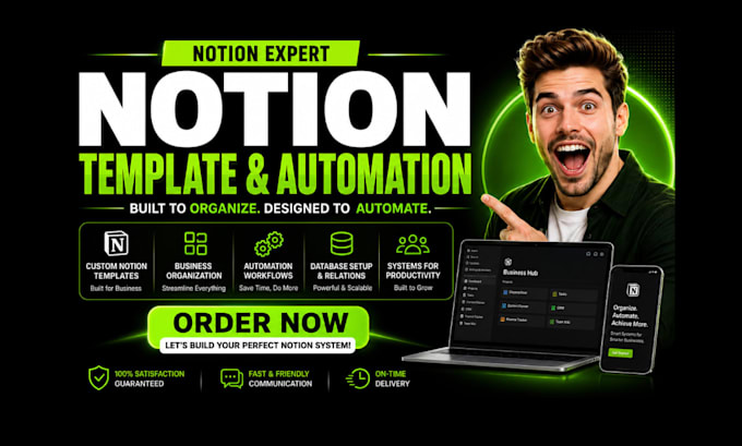 notion expert, notion template for business organization, and notion automation