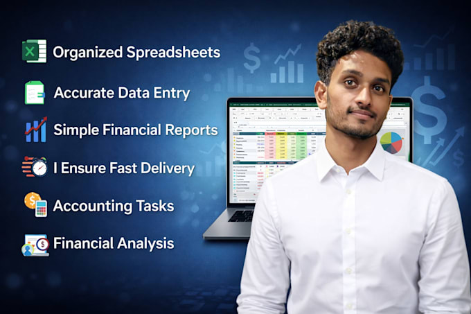 excel data entry, accounting tasks, and financial analysis