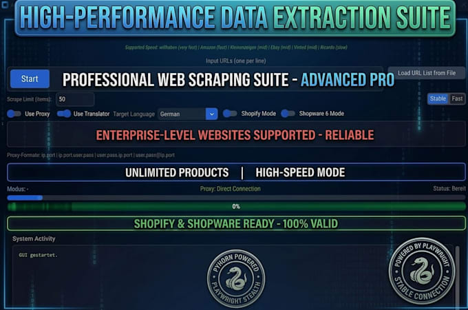 extract ecommerce product data for shopify and shopware